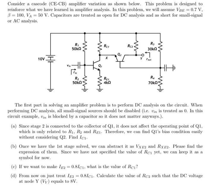 Solved Consider A Cascode CE CB Amplifier Variation As Chegg