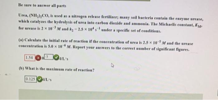 Solved Be Sure To Answer All Parts Urea NH CO Is Used As Chegg