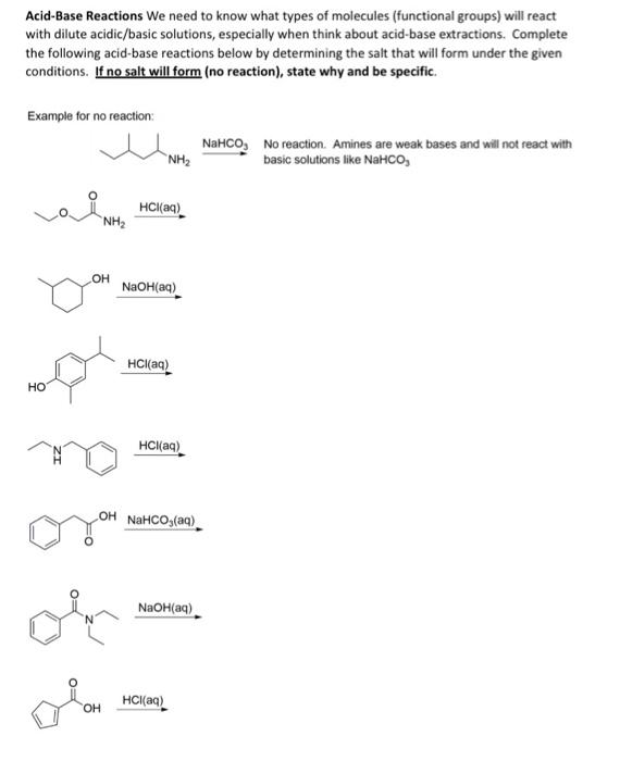 Solved Acid Base Reactions We Need To Know What Types Of