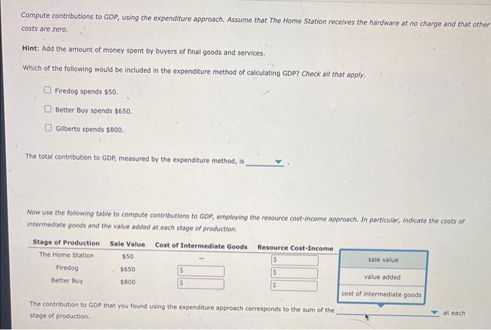 Solved 2 Comparing The Expenditure And Resource Cost Income Chegg