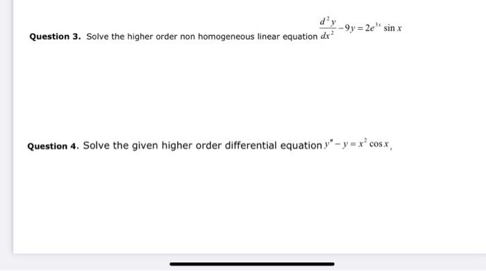 Solved Y E Sin X Question Solve The Higher Order Non Chegg