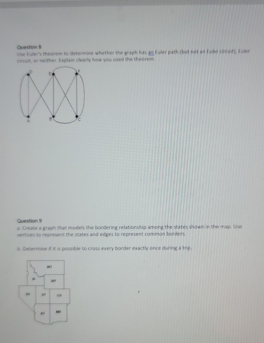 Solved Question 8 Use Euler S Theorem To Determine Whether Chegg