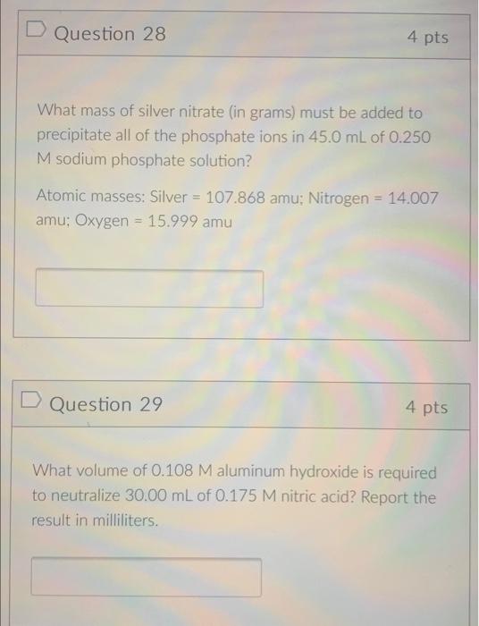 Solved Question Pts What Mass Of Silver Nitrate In Chegg