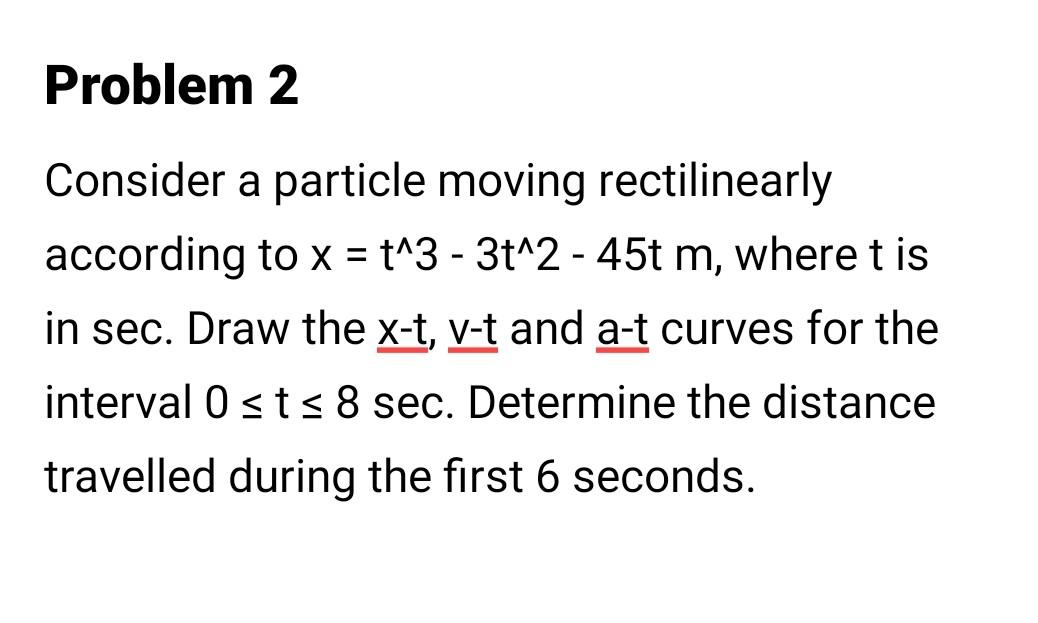 Solved Problem Consider A Particle Moving Rectilinearly Chegg