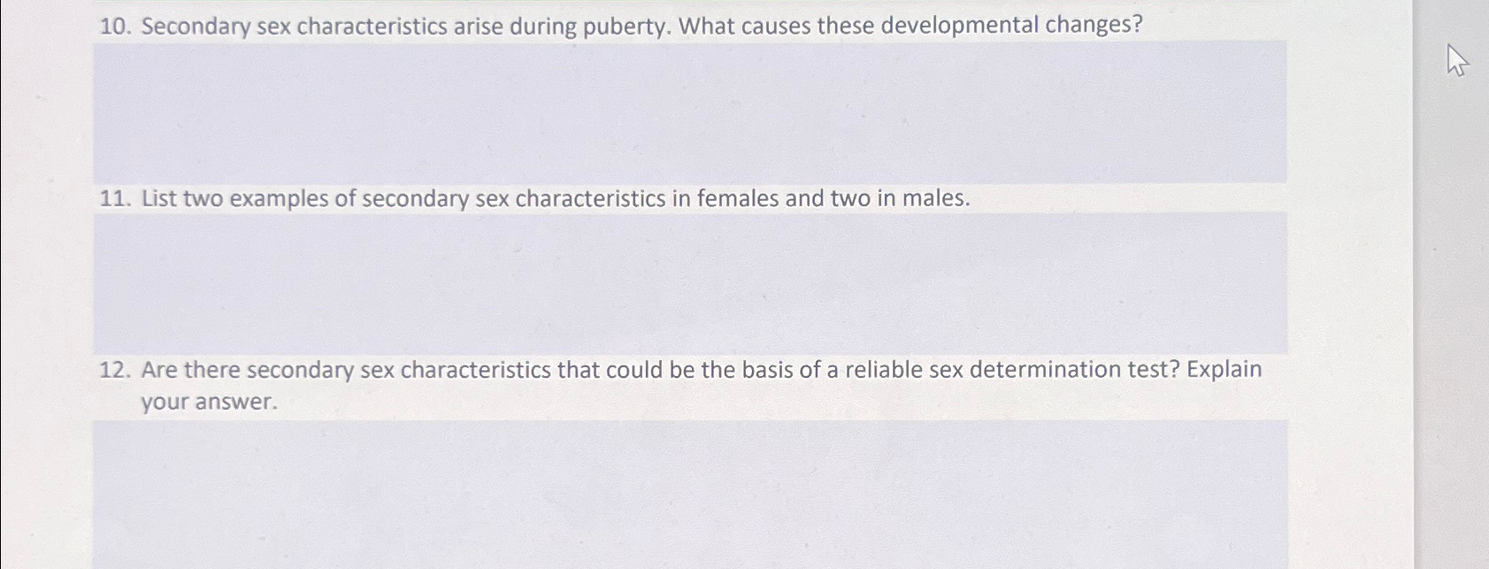 Solved Secondary Sex Characteristics Arise During Puberty Chegg