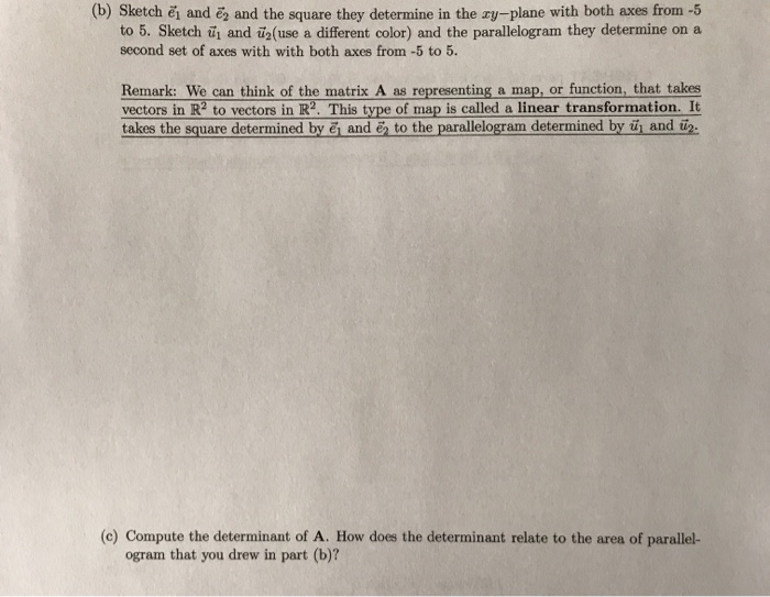 Solved Matrices As Linear Transformations Determinants A Chegg