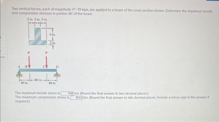 Solved Two Vertical Forces Each Of Magnitude P Kips Are Chegg