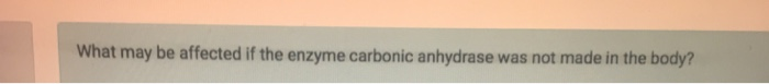 Solved What May Be Affected If The Enzyme Carbonic Anhydrase Chegg