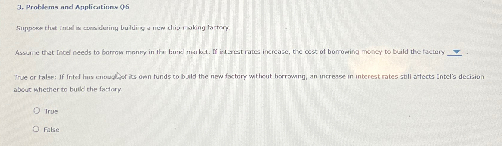 Solved Problems And Applications Q6Suppose That Intel Is Chegg