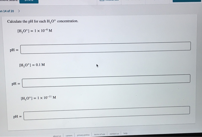 Solved On Of Calculate The Ph For Each H O Chegg