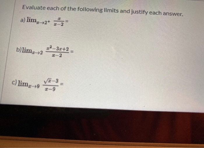 Solved Evaluate Each Of The Following Limits And Justify Chegg