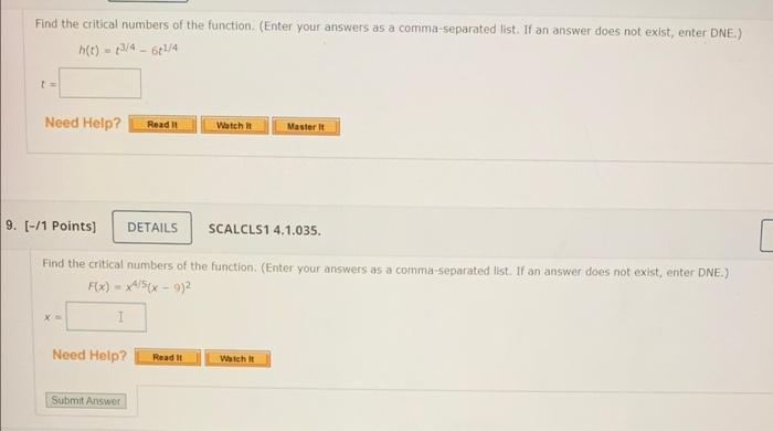 Solved Find The Critical Numbers Of The Function Enter Chegg