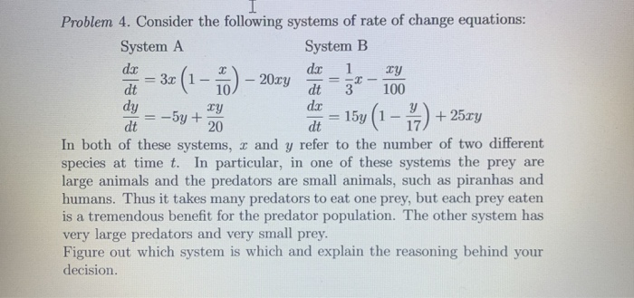 Solved Ou Ry Problem Consider The Following Systems Of Chegg