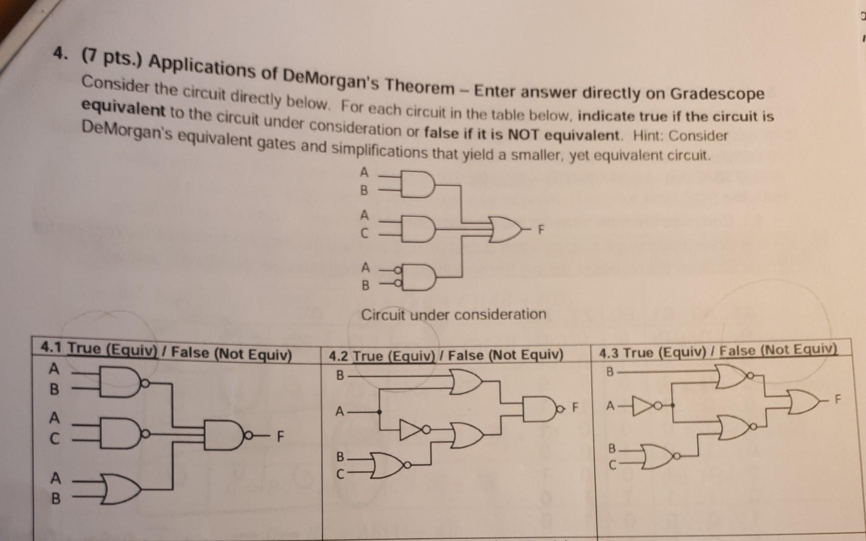 Solved Pts Applications Of Demorgan S Theorem Chegg