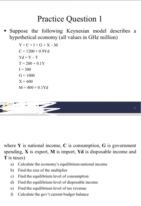 Solved Practice Question 1 Suppose The Following Keynesian Chegg