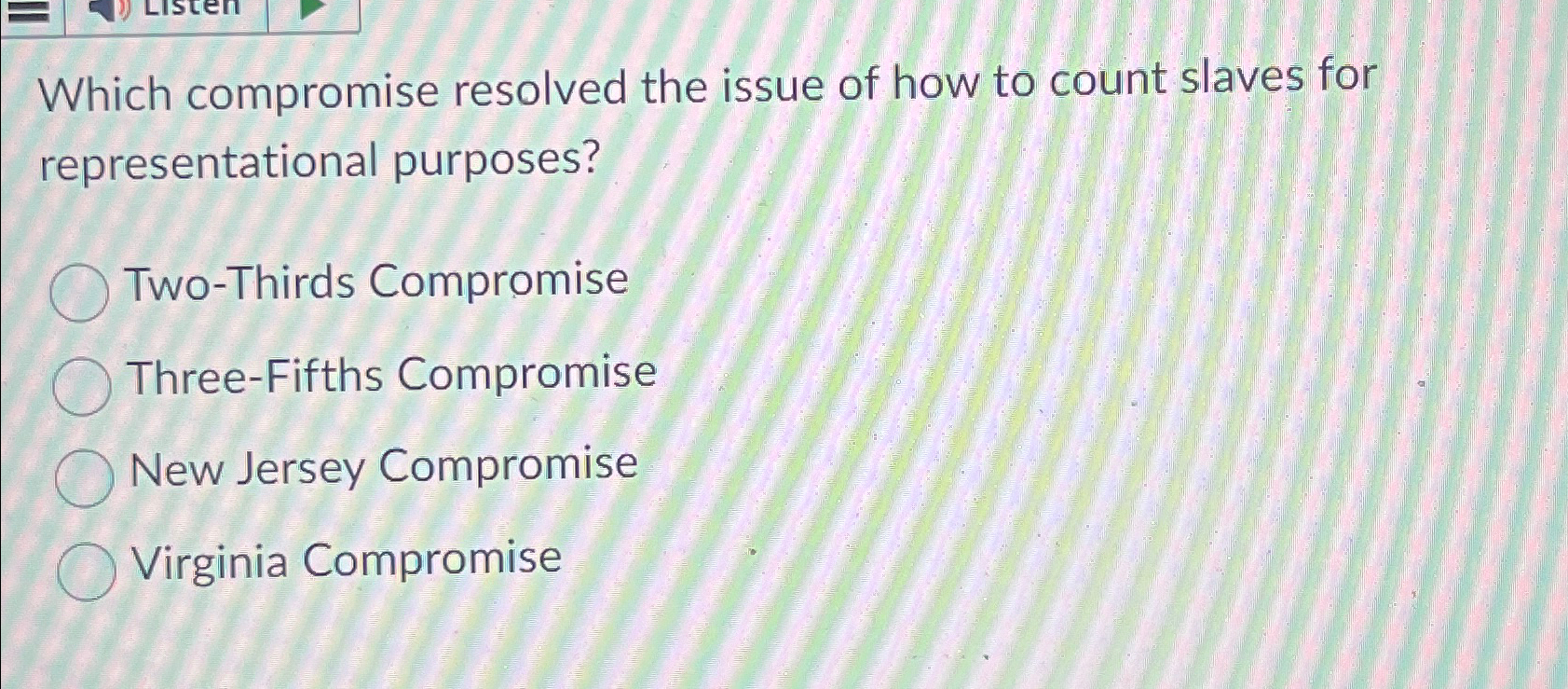 Solved Which Compromise Resolved The Issue Of How To Count Chegg