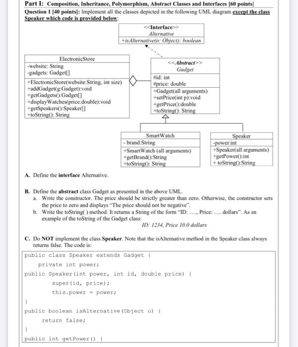 Solved Part I Composition Inheritance Polymorphism Chegg