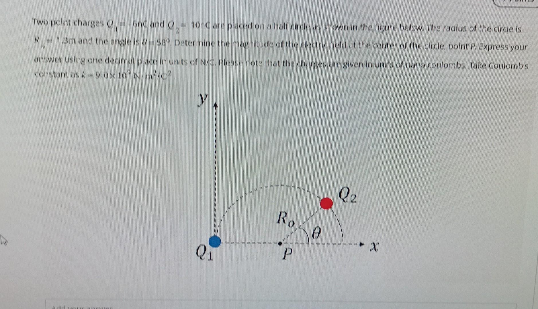 Solved Two Point Charges Q1 GnC And Q2 10nC Are Placed On Chegg