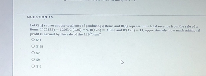 Solved Question Let C Q Represent The Total Cost Of Chegg