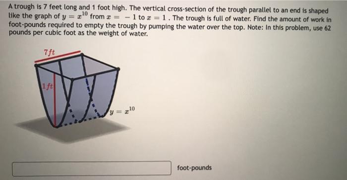 Solved A Trough Is Feet Long And Foot High The Vertical Chegg