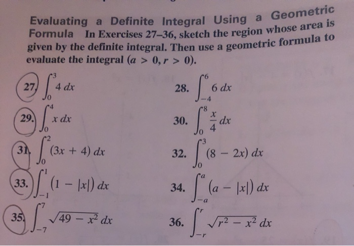 Solved Evaluating A Definite Integral Using A Formula In Chegg