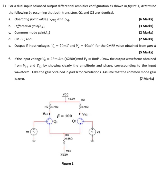 Solved For A Dual Input Balanced Output Differential Chegg