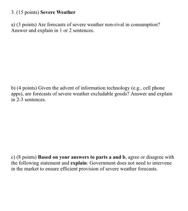 Solved 3 15 Points Severe Weather A 3 Points Are Chegg