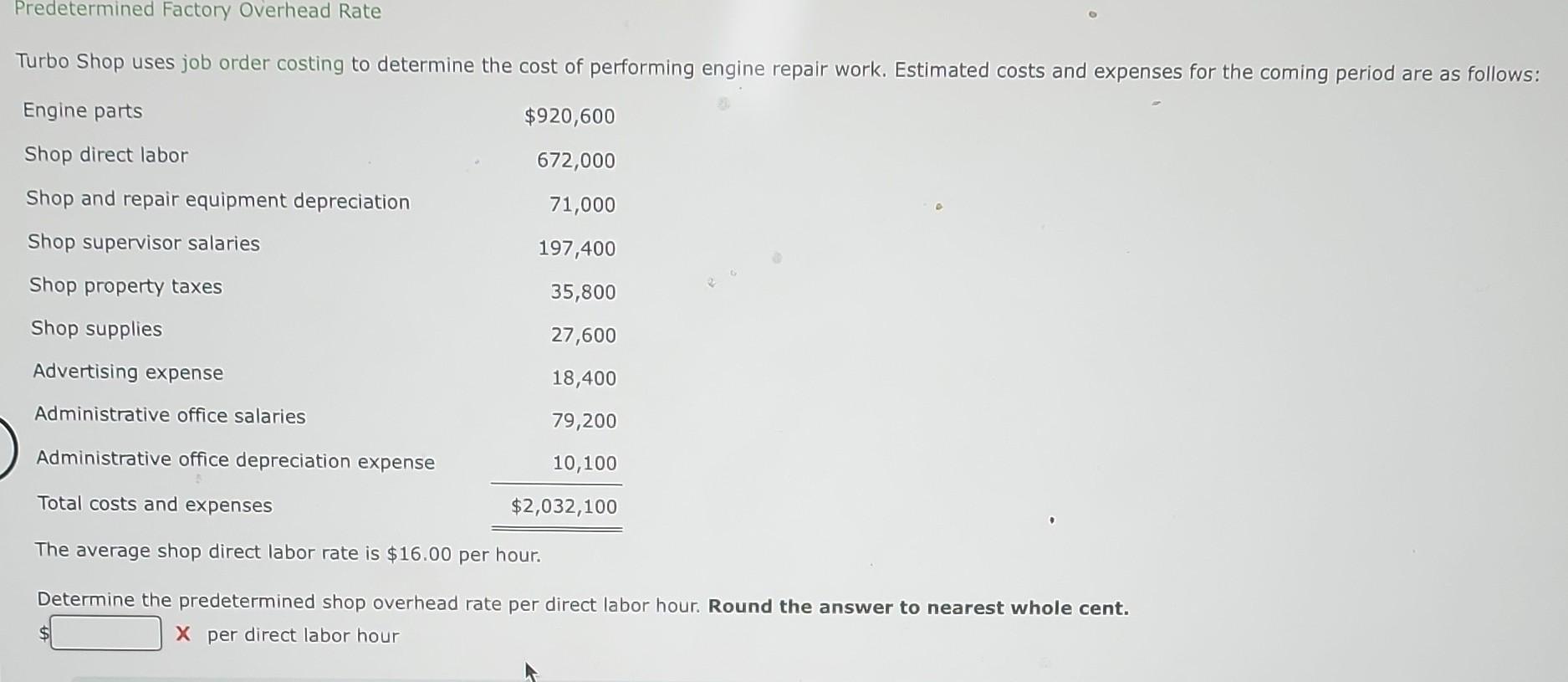 Solved Turbo Shop Uses Job Order Costing To Determine The Chegg