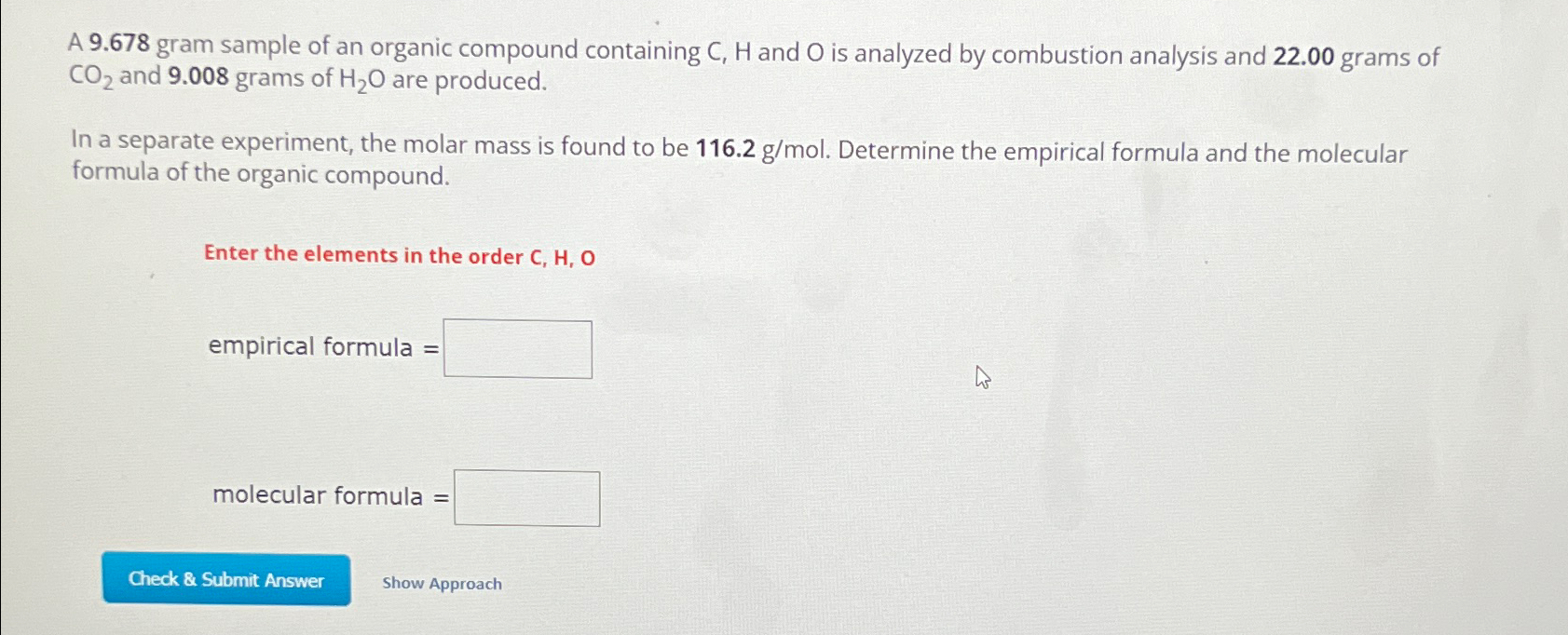 Solved A 9 678 Gram Sample Of An Organic Compound Chegg