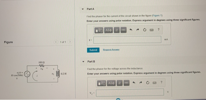 Solved Part A Find The Phasor For The Current Of The Circuit Chegg