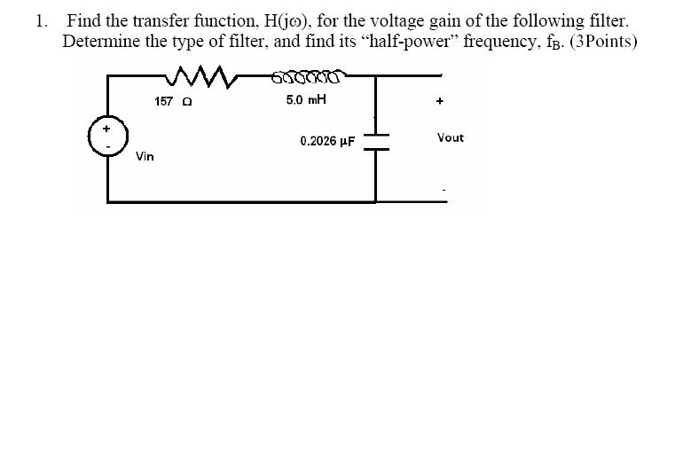 Solved Find The Transfer Function H J Omega For The Chegg