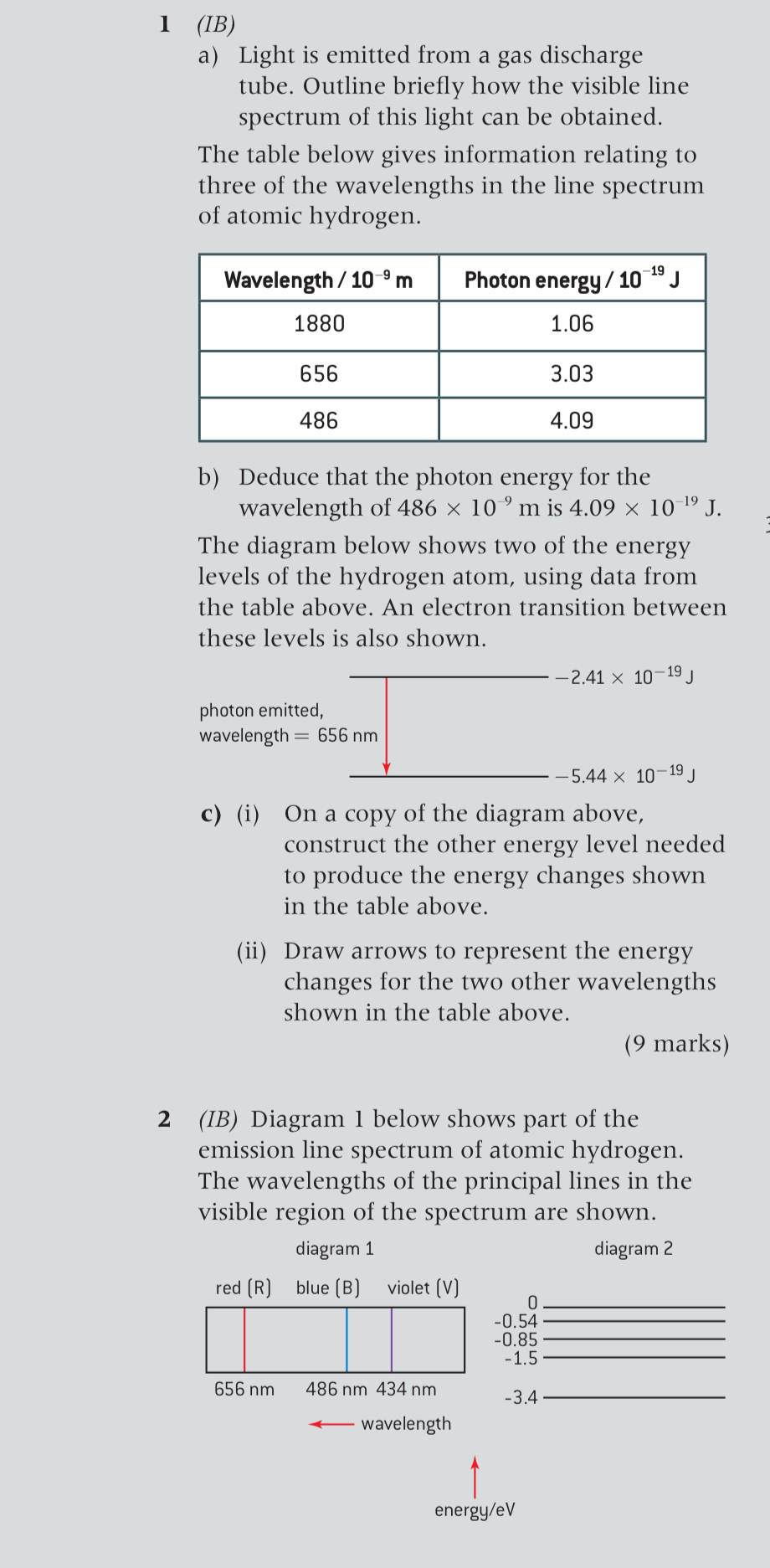 Solved 1 IB A Light Is Emitted From A Gas Discharge Tube Chegg