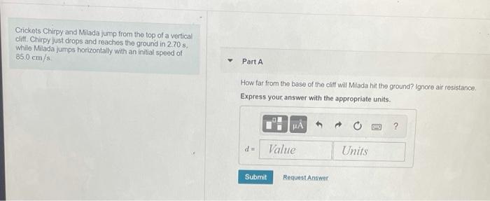 Solved Crickets Chirpy And Milada Jump From The Top Of A Chegg