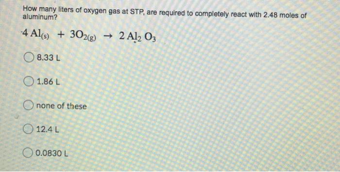 Solved How Many Liters Of Oxygen Gas At STP Are Required To Chegg