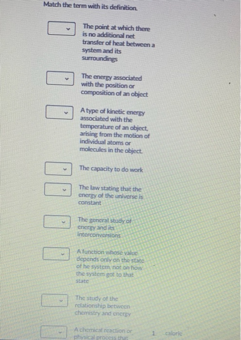 Solved Match The Term With Its Definition The Point At Which Chegg