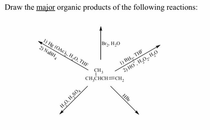 Solved Draw The Major Organic Products Of The Following Chegg