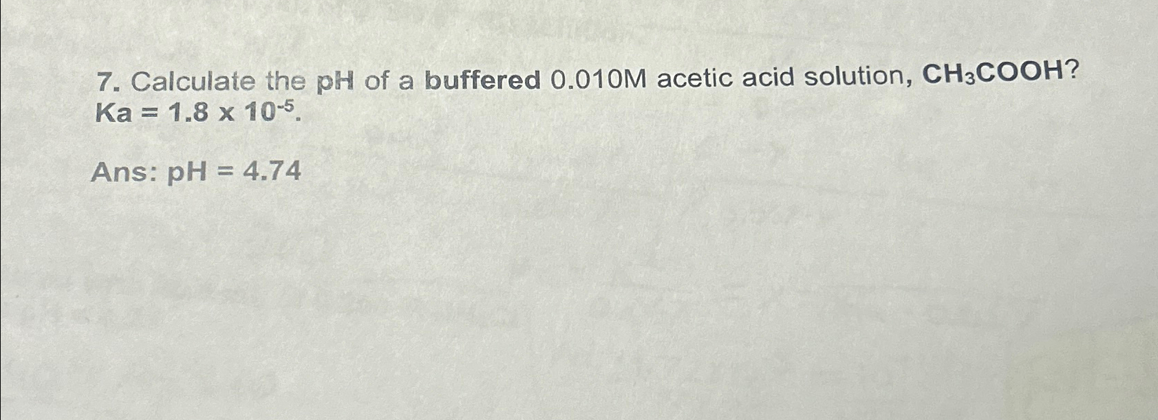 Solved Calculate The PH Of A Buffered 0 010M Acetic Acid Chegg