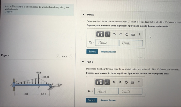 Solved Rod AB Is Fixed To A Smooth Collar D Which Slides Chegg
