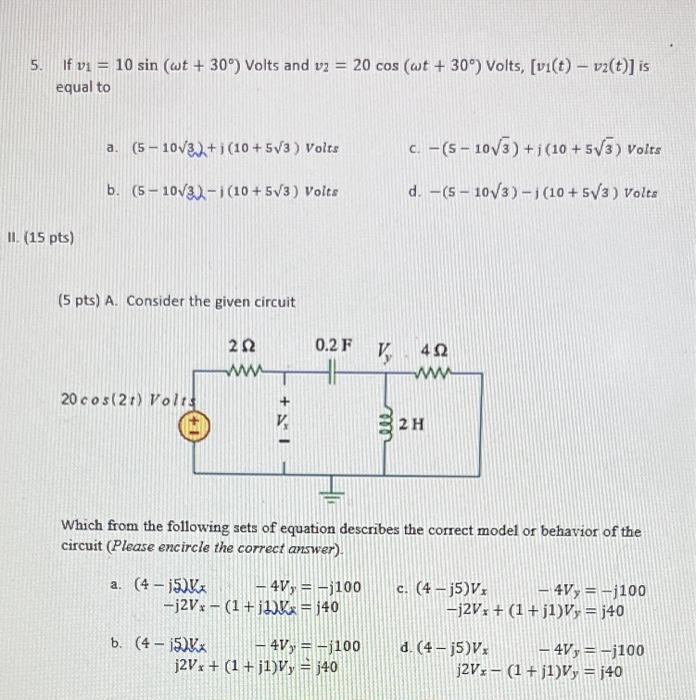 Solved 2 Consider The Series RLC Circuit Shown Below At Chegg