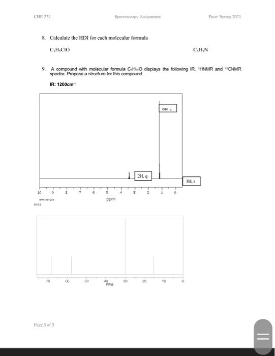 Solved Che Spectroscopy Assignment Calculate The Hdi Chegg