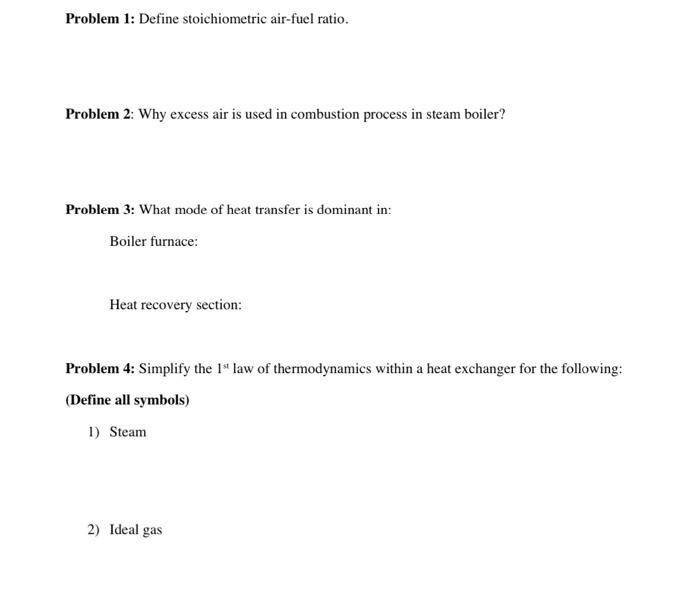 Solved Problem Define Stoichiometric Air Fuel Ratio Chegg