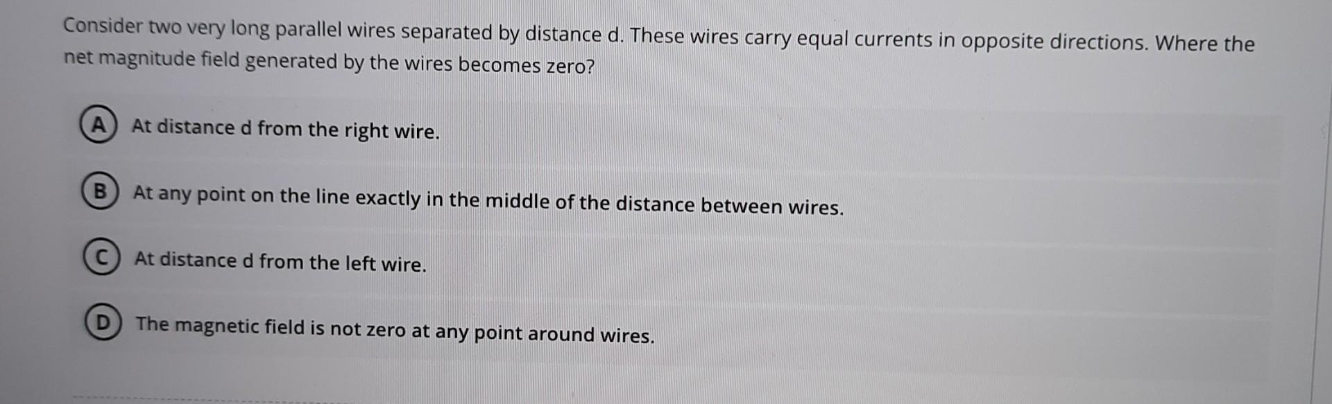 Solved Consider Two Very Long Parallel Wires Separated By Chegg