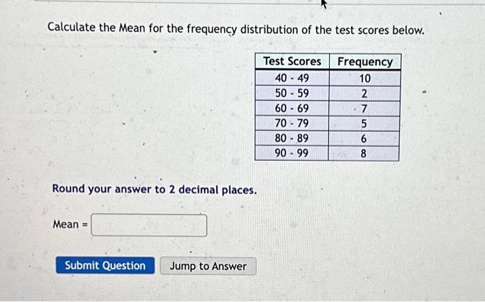 Solved Calculate The Mean For The Frequency Distribution Of Chegg