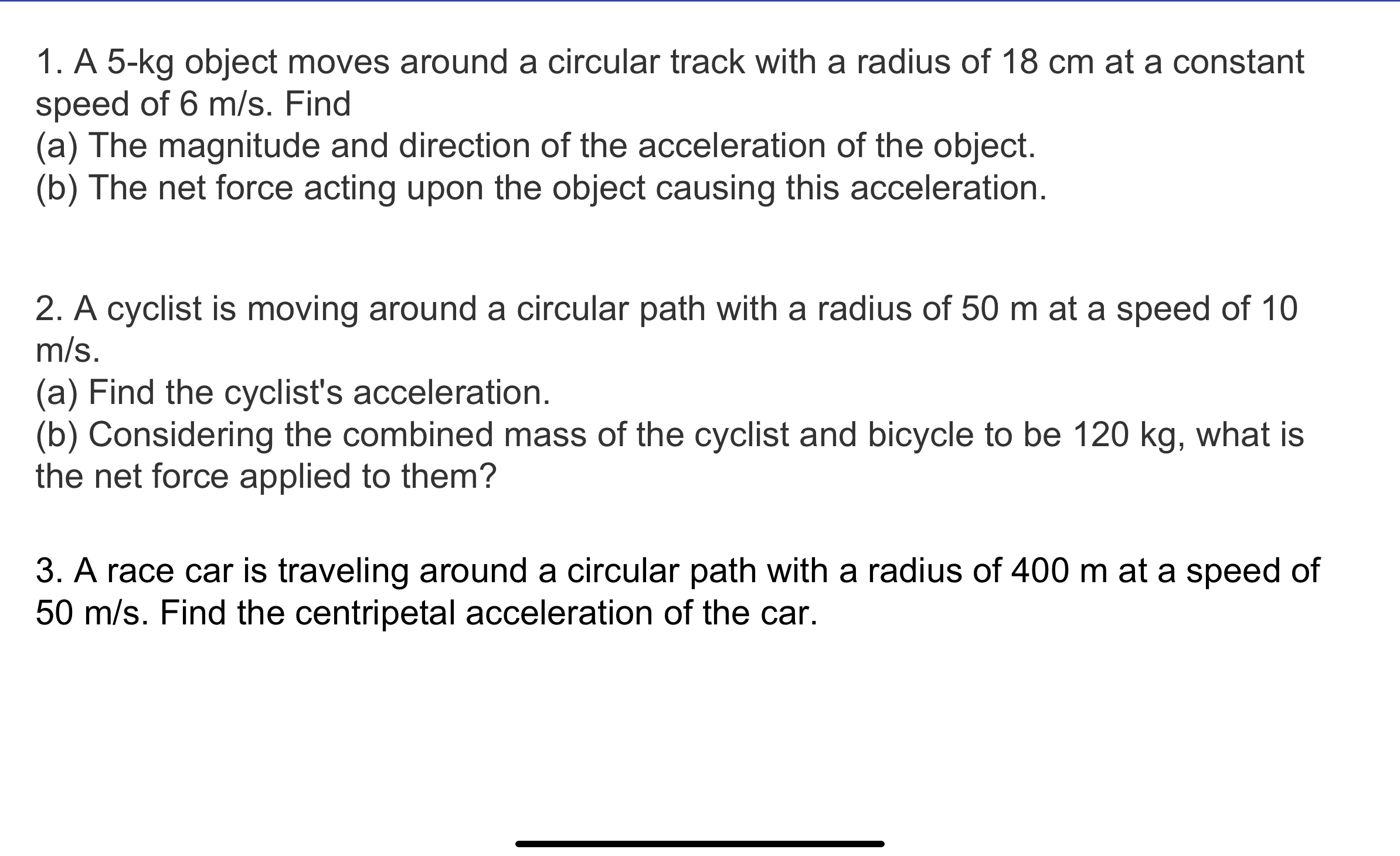 Solved A Kg Object Moves Around A Circular Track With A Chegg