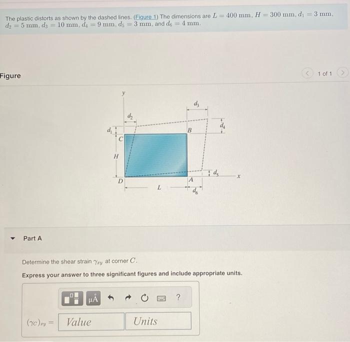 Solved The Plastic Distorts As Shown By The Dashed Lines Chegg