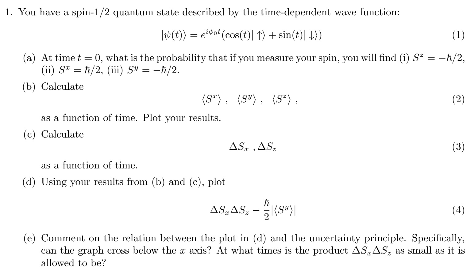 Solved PLEASE ANSWER QUESTION A You Have A Spin 1 2 Chegg