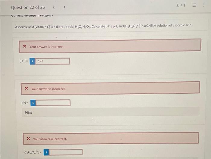 Solved Asorbic Acid Vitamin C Is A Diprotic Acid Chegg
