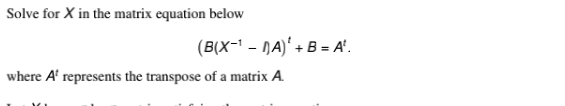 Solved Solve For X In The Matrix Equation Below Chegg