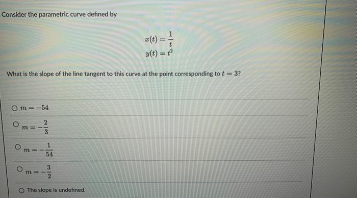 Solved Consider The Parametric Curve Defined By Chegg