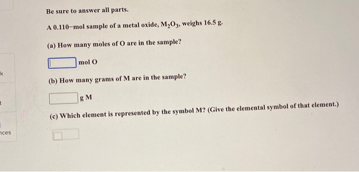 Solved Be Sure To Answer All Parts A Mol Sample Of A Chegg